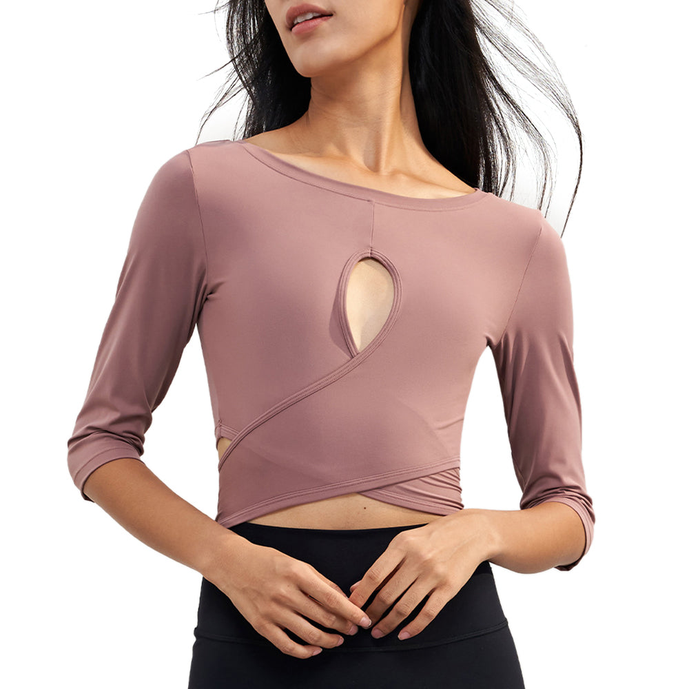 CX1589 Women's Gym Tops Yoga Clothing T-Shirt Light Nuls Round Neck Cropped CX1589 Women's Gym Tops Yoga Clothing T-Shirt Light Nuls Round Neck Cropped